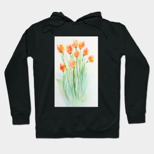 Bunch of Tulips in Watercolor Hoodie